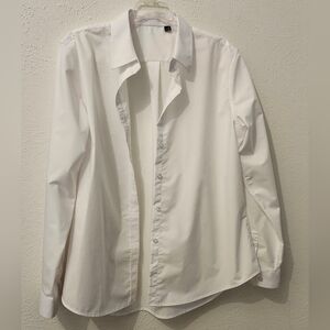 Classic Cotton White Button-Up Shirt, XL